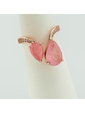 Bomb Party Ring Sz 8 "Warm Wishes" Rose Quartz +Quartz on Rose Gold